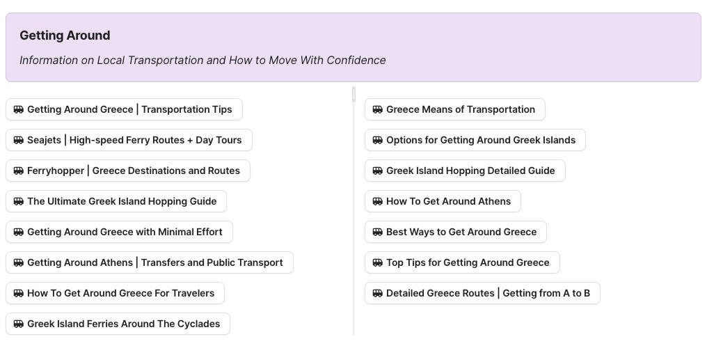 Getting Around in Greece Preview of Getting Around in Greece section in Greece Travel Research by Feral Travel